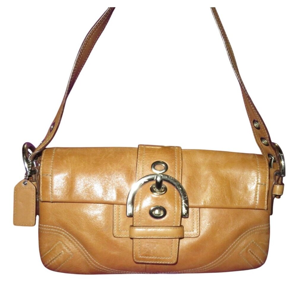 COACH 2005 Vintage Demi Buckle Flap Leather Soho in Camel Brown